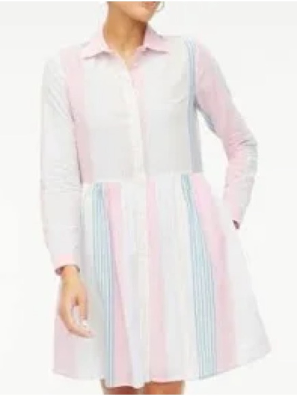J. Crew BF857 Collared Multi-Color Stripe Mini Shirt Dress